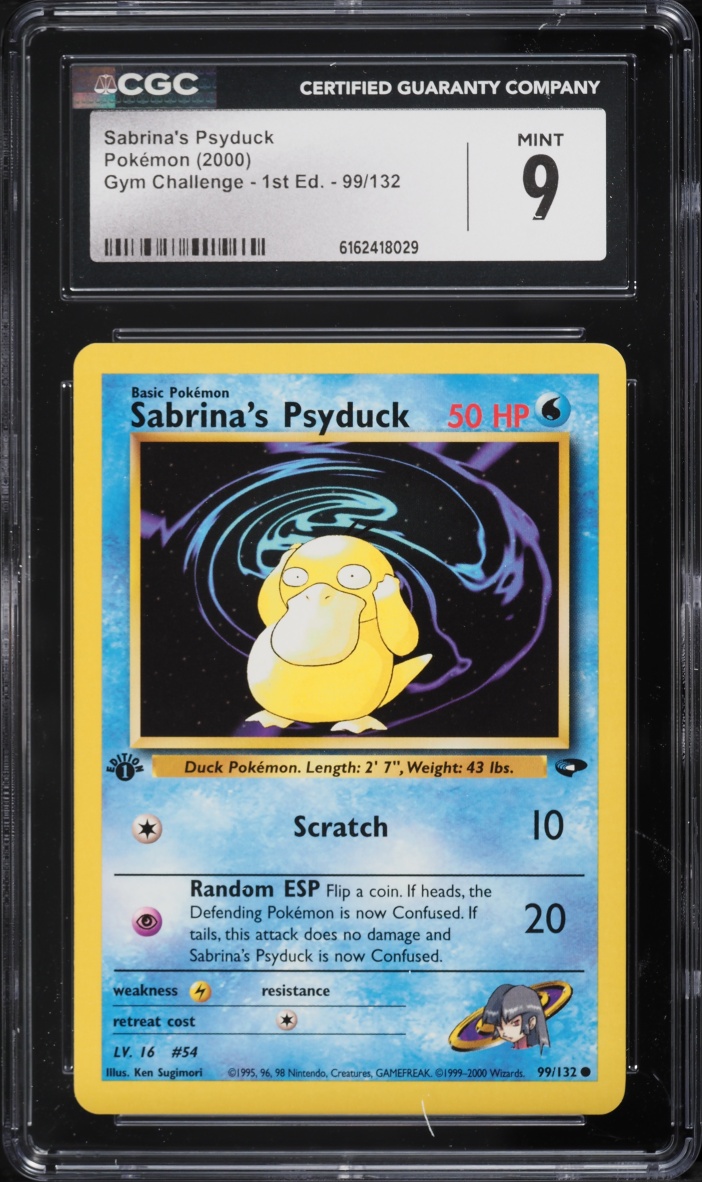 2000 Pokemon Gym Challenge 1st Edition Sabrina's Psyduck #99 CGC 9 MINT