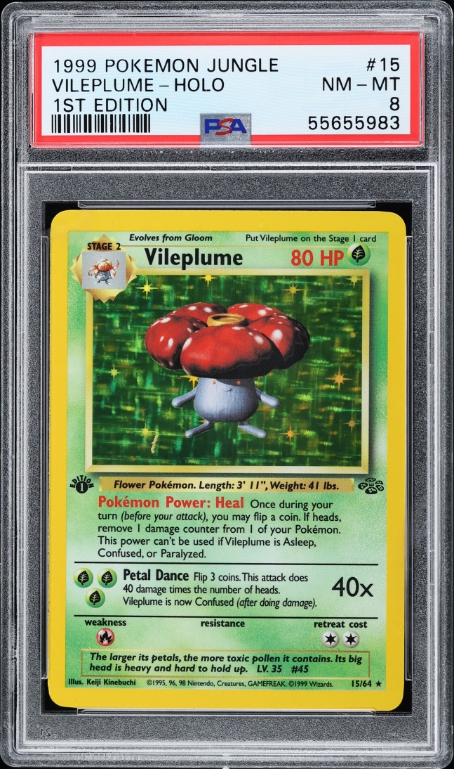 1999 Pokemon Jungle 1st Edition Holo Vileplume #15 PSA 8 NM-MT