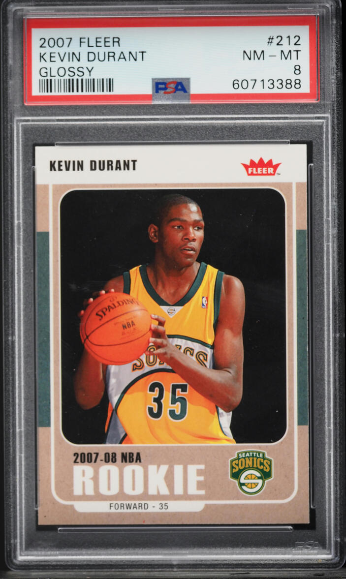 2007 Fleer Glossy Kevin Durant ROOKIE #212 PSA 8 NM-MT