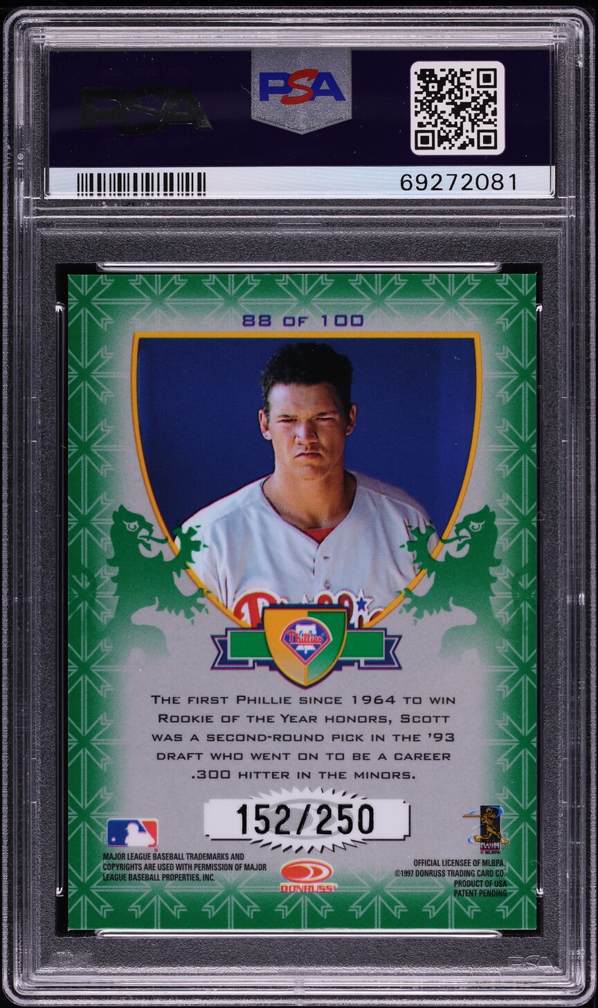 1998 Donruss Crusade Green Scott Rolen /250 #88 PSA 8 NM-MT - Photo 2