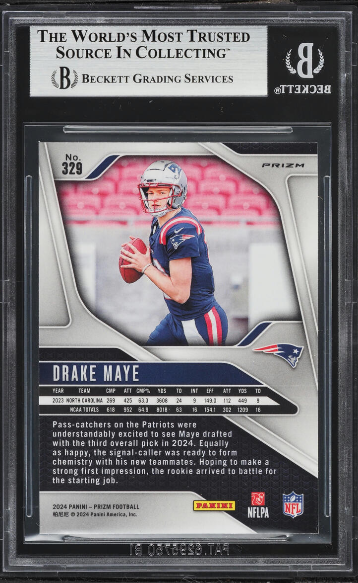2024 Panini Prizm Red White & Blue Drake Maye ROOKIE #329 BGS 9 MINT