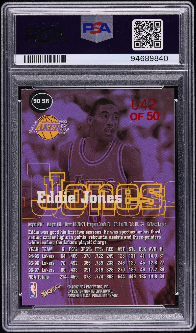1997 Skybox Premium Star Rubies Eddie Jones /50 #90 PSA 7 NRMT