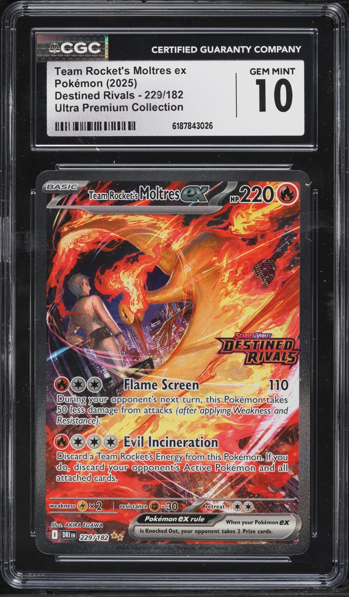 2025 Pokemon Scarlet & Violet Destined Rivals Premium SIR Team Rocket's Moltres ex #229 CGC 10