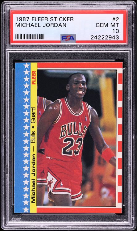 1987 Fleer Sticker Michael Jordan #2 PSA 10 GEM MINT