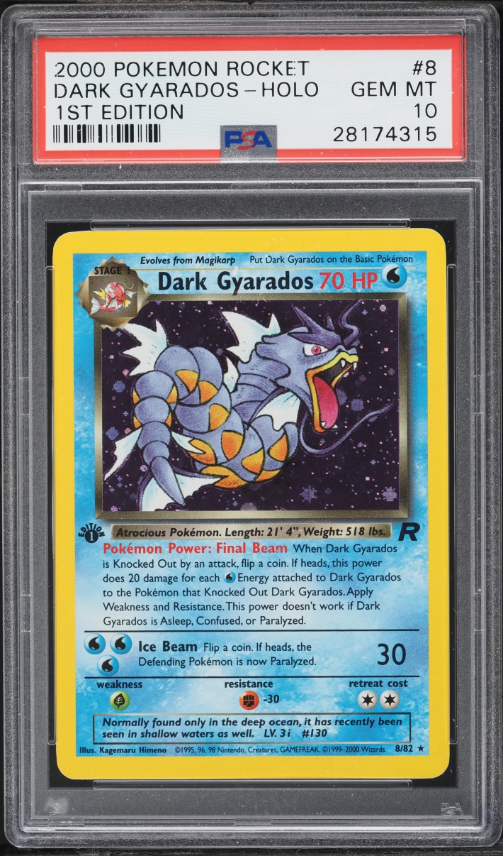 2000 Pokemon Team Rocket 1st Edition Holo Dark Gyarados #8 PSA 10 GEM MINT