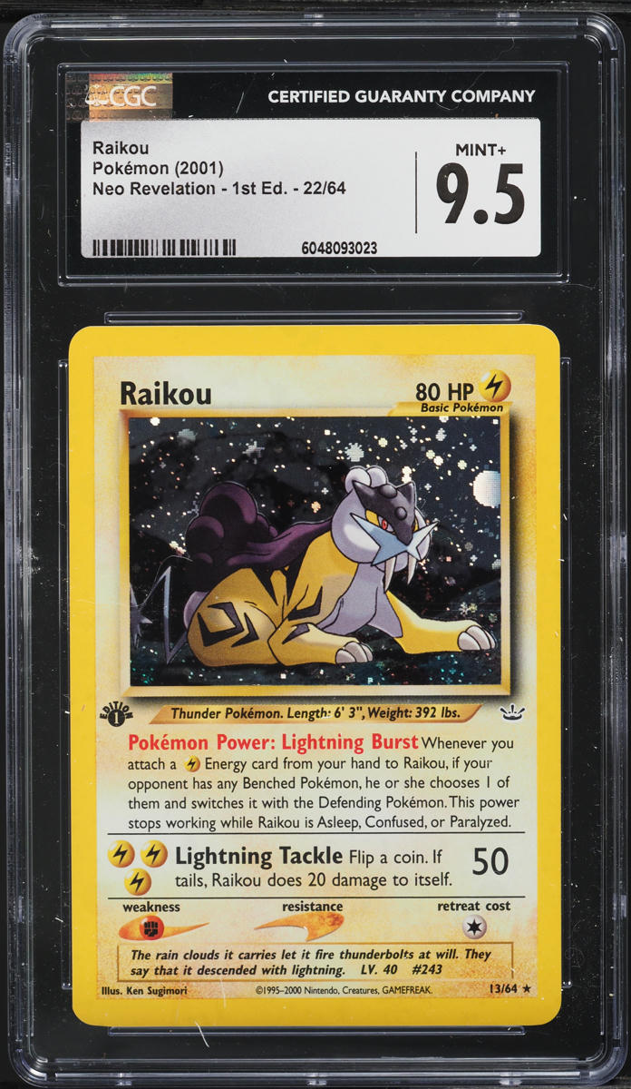 2001 Pokemon Neo Revelation 1st Edition Holo Raikou #22 CGC 9.5 MINT+