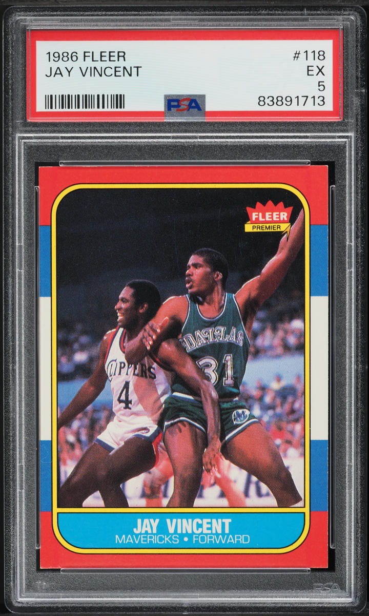1986 Fleer Basketball Jay Vincent #118 PSA 5 EX