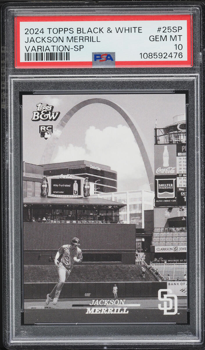 2024 Topps Black & White Variation Jackson Merrill SP ROOKIE #25-SP PSA 10 GEM MINT