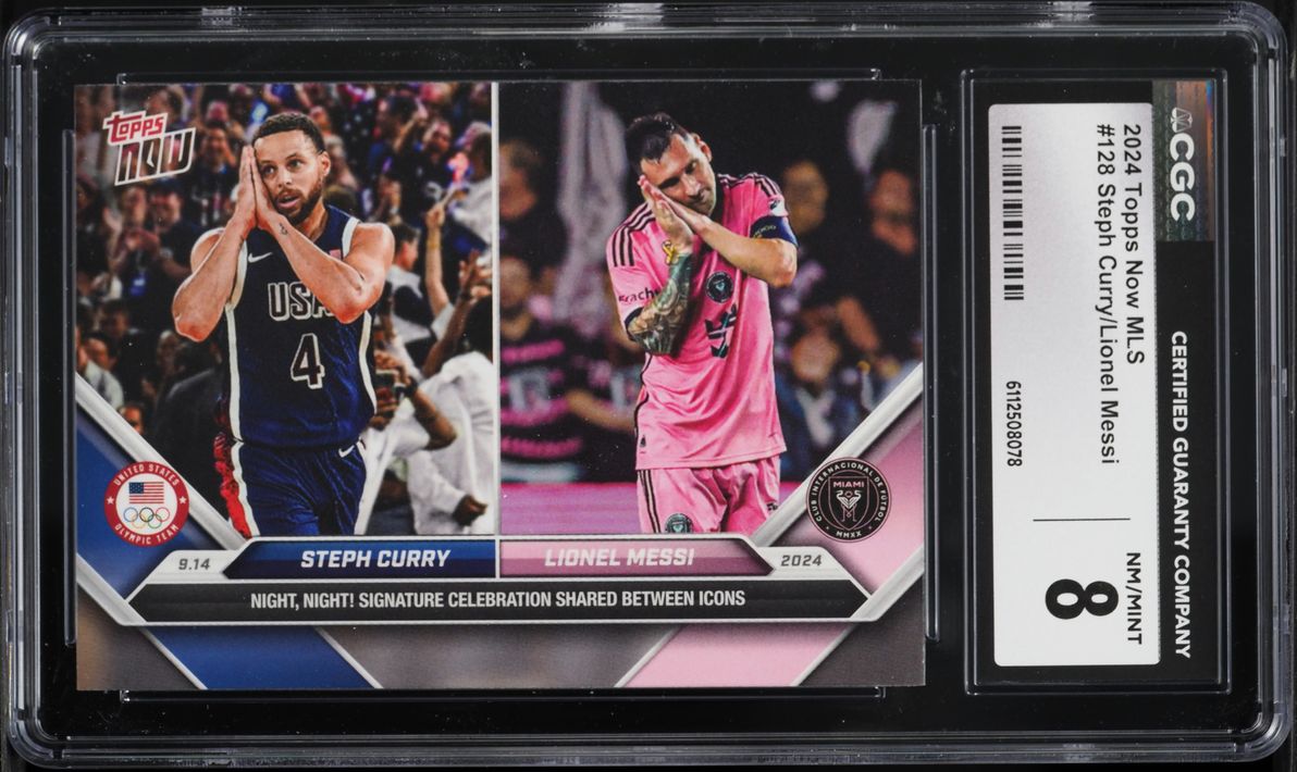 2024 Topps Now MLS Stephen Curry Lionel Messi #128 CGC 8 NM-MT