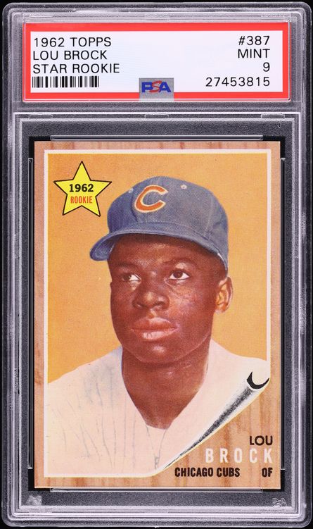 1962 Topps Lou Brock ROOKIE #387 PSA 9 MINT