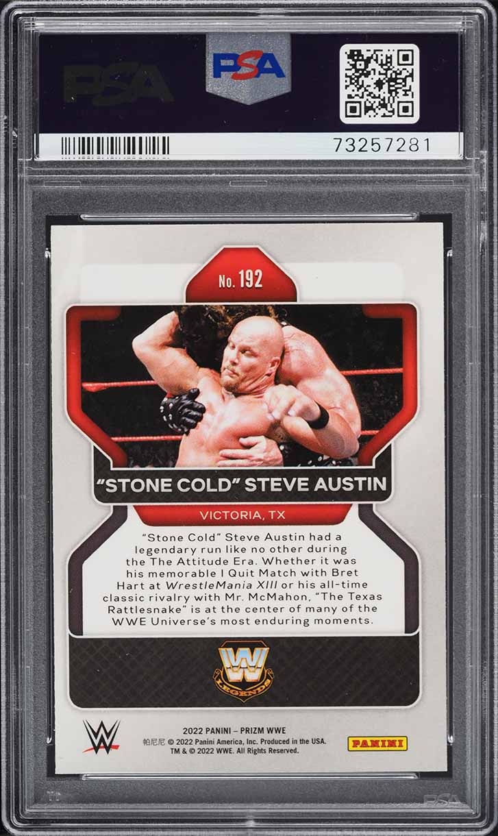 2022 Panini Prizm WWE Stone Cold Steve Austin #192 PSA 9 MINT