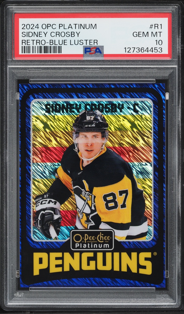 2024 O-Pee-Chee Platinum Retro Blue Luster Sidney Crosby /100 #R1 PSA 10 GEM MINT