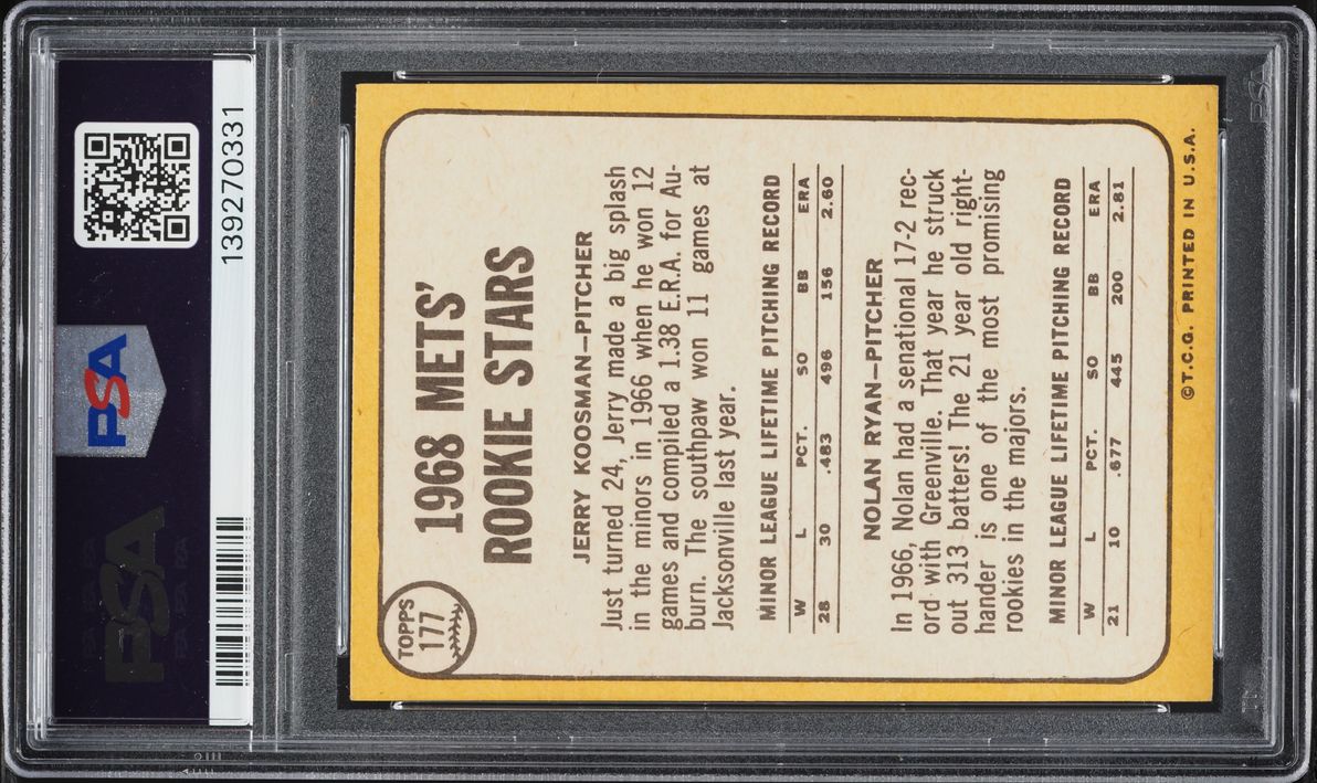 1968 Topps Nolan Ryan ROOKIE #177 PSA 6 EXMT