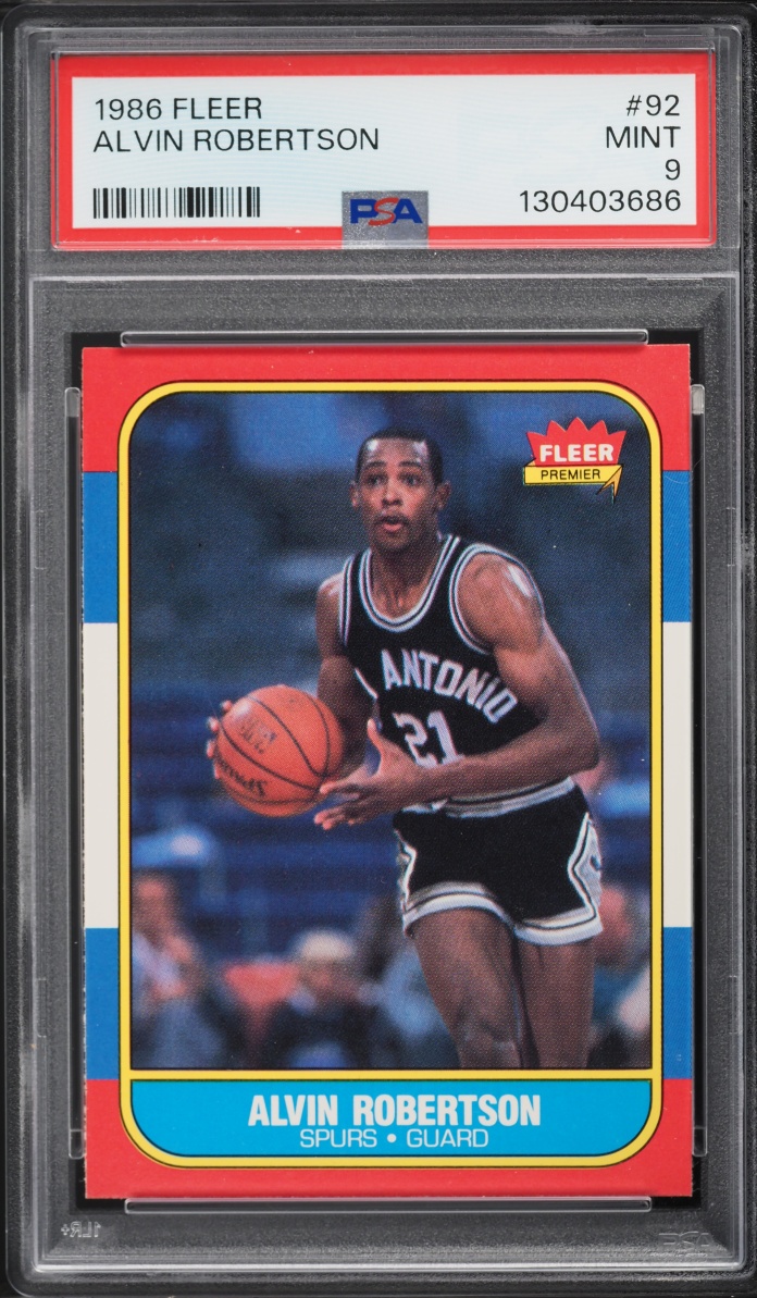 1986 Fleer Basketball Alvin Robertson ROOKIE #92 PSA 9 MINT