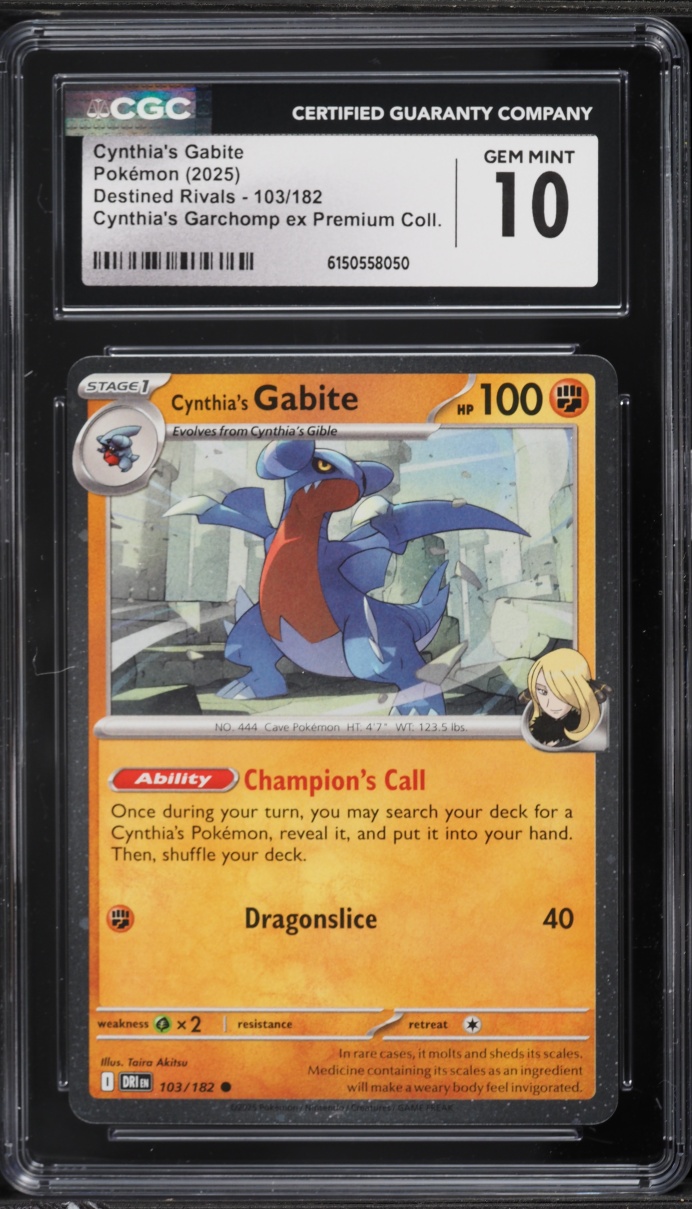 2025 Pokemon SV Destined Rivals Premium Collection Cynthia's Gabite #103 CGC 10 GEM MINT