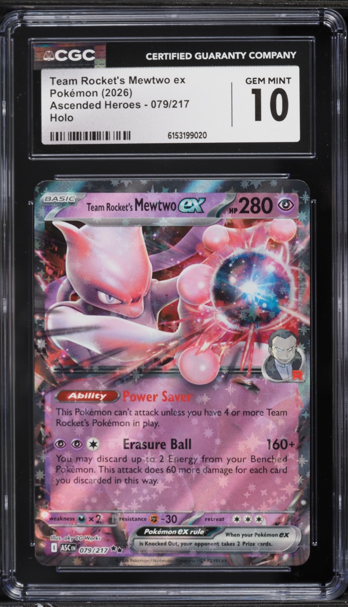 2026 Pokemon Mega Evolution Ascended Heroes Holo Team Rocket's Mewtwo ex #79 CGC 10 GEM MINT