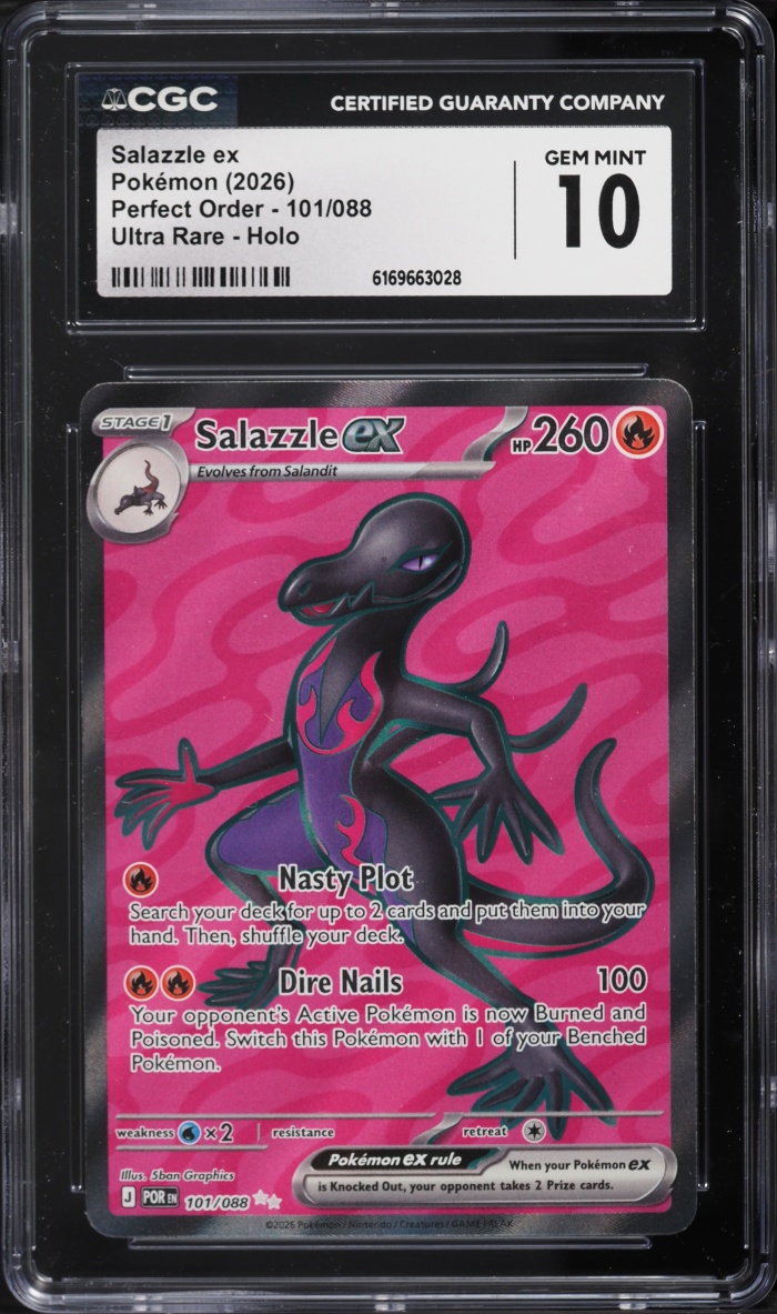 2026 Pokemon Mega Evolution Perfect Order Full Art Salazzle Ex #101 CGC 10 GEM MINT
