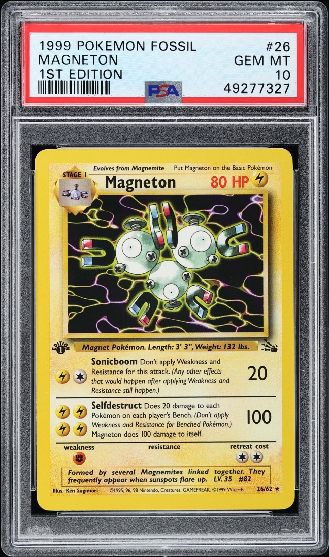 1999 Pokemon Fossil 1st Edition Magneton #26 PSA 10 GEM MINT