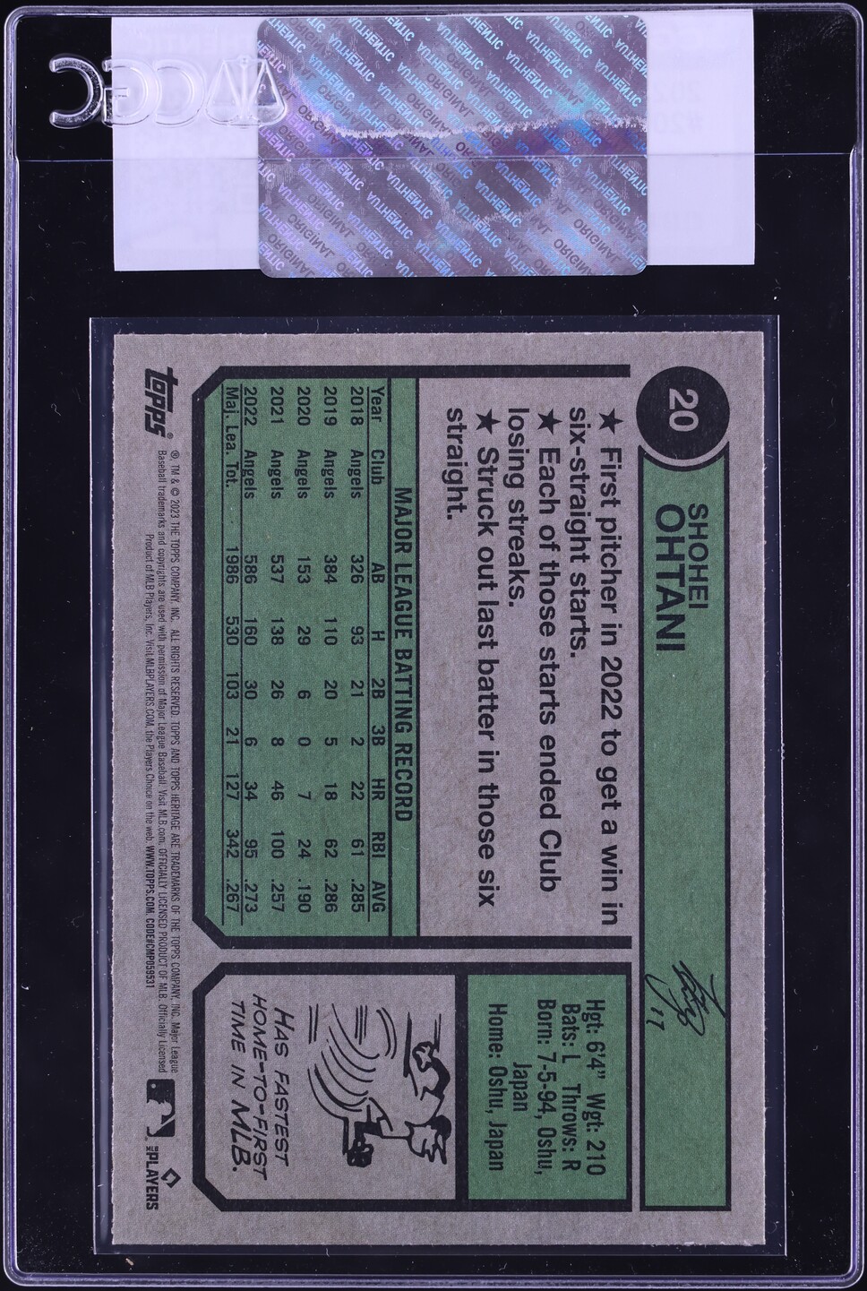 2023 Topps Heritage Shohei Ohtani #20 CGC AUTH