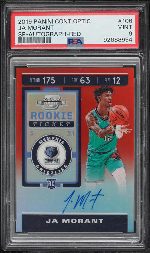 2019 Panini Contenders Optic Red Ja Morant ROOKIE AUTO /149 #106