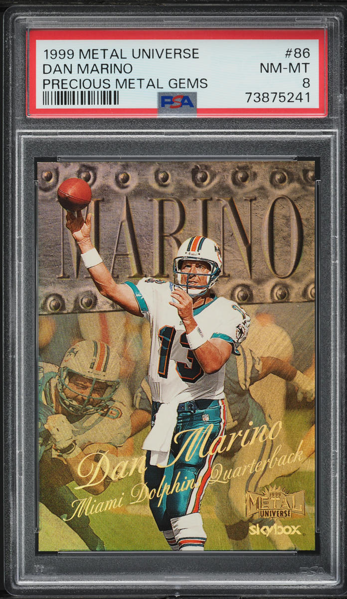 1999 Metal Universe Precious Metal Gems PMG Dan Marino /50 #86 PSA 8 NM-MT
