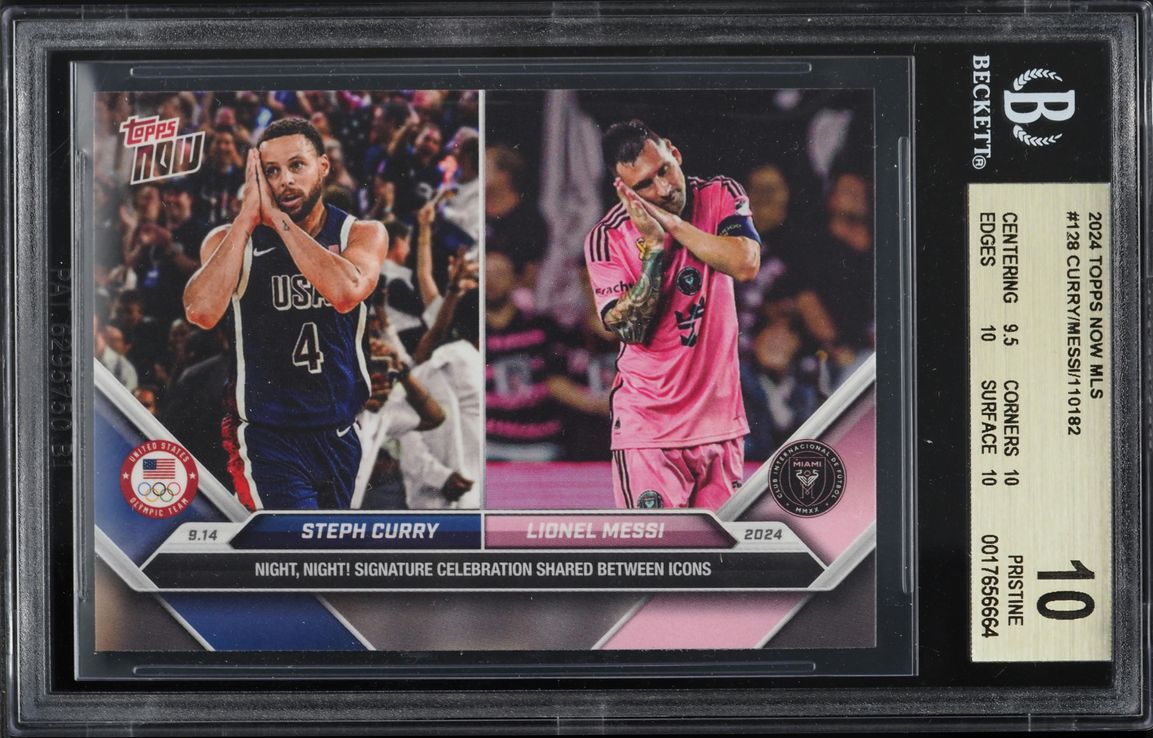 2024 Topps Now MLS Steph Curry Lionel Messi #128 BGS 10 PRISTINE