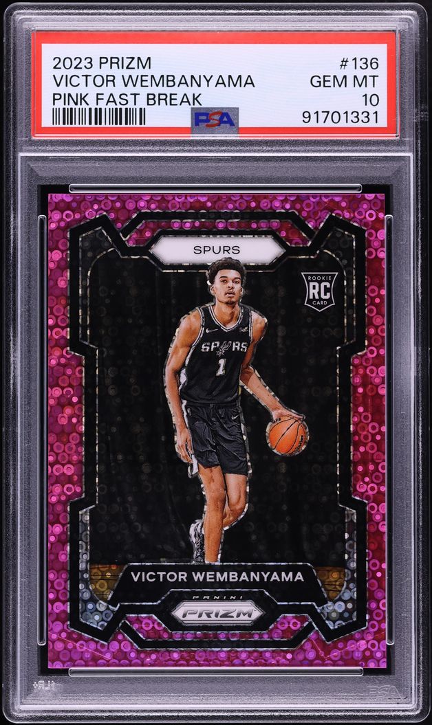 2023 Panini Prizm Pink Fast Break Victor Wembanyama ROOKIE /50 #136 PSA 10 GEM MINT