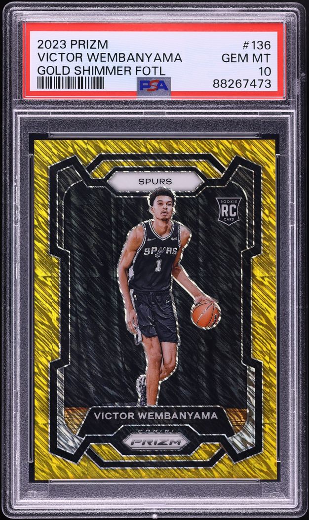 2023 Panini Prizm Gold Shimmer FOTL Victor Wembanyama ROOKIE /10 #136 PSA 10 GEM MINT
