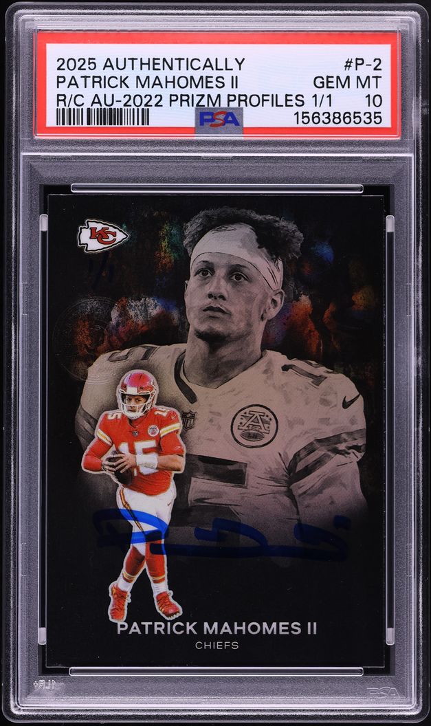 2025 Panini Authentically '22 Prizm Profiles Patrick Mahomes II AUTO 1/1 #P-2 PSA 10 GM MINT