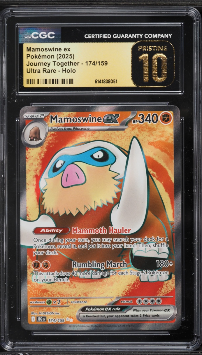 2025 Pokemon Scarlet & Violet Journey Together Full Art Mamoswine EX #174 CGC 10 PRISTINE
