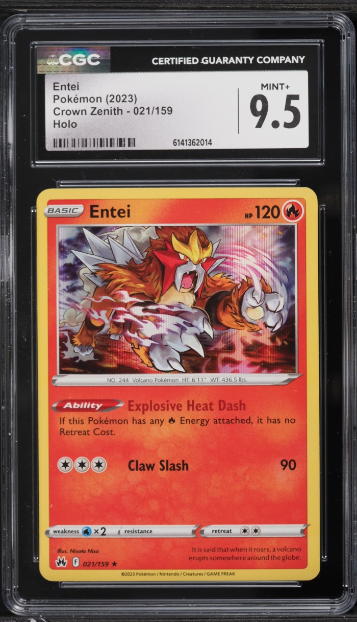 2023 Pokemon Sword & Shield Crown Zenith Holo Entei #021 CGC 9.5 MINT+