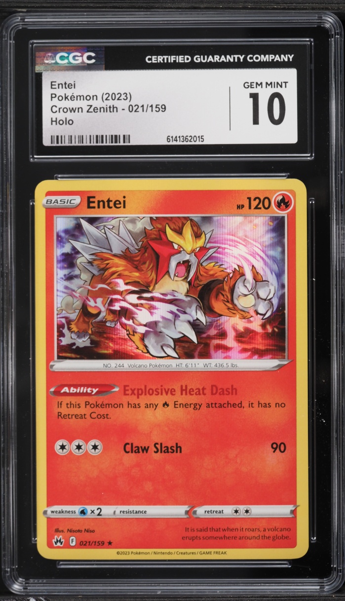 2023 Pokemon Sword & Shield Crown Zenith Holo Entei #021 CGC 10 GEM MINT