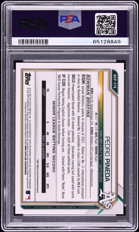 2021 Bowman Chrome Mega Box Pedro Pineda PROSPECT #BCP-216 PSA 10 GEM MINT