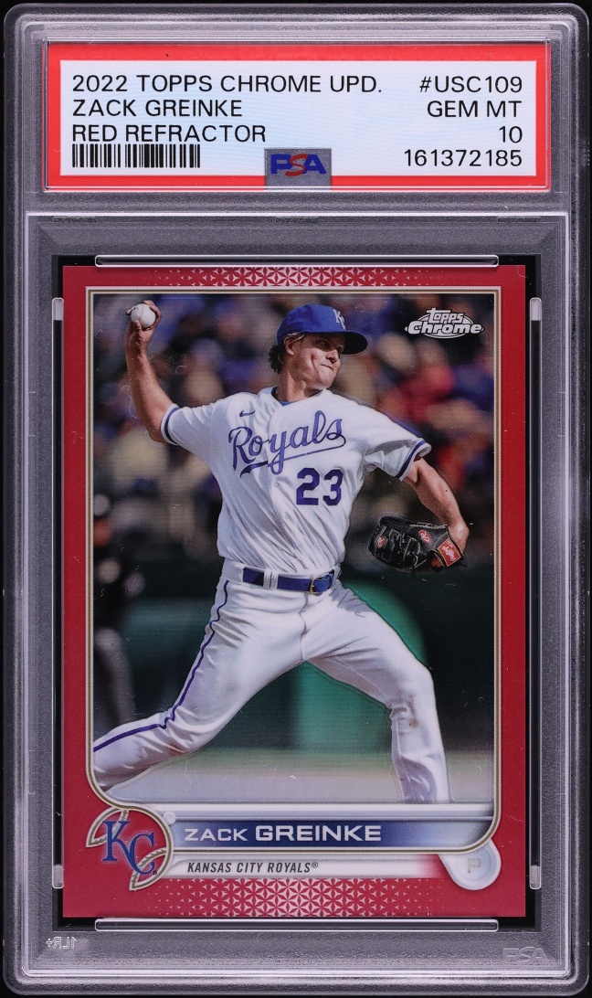 2022 Topps Chrome Update Red Refractor Zack Greinke /25 #USC109 PSA 10 GEM MINT