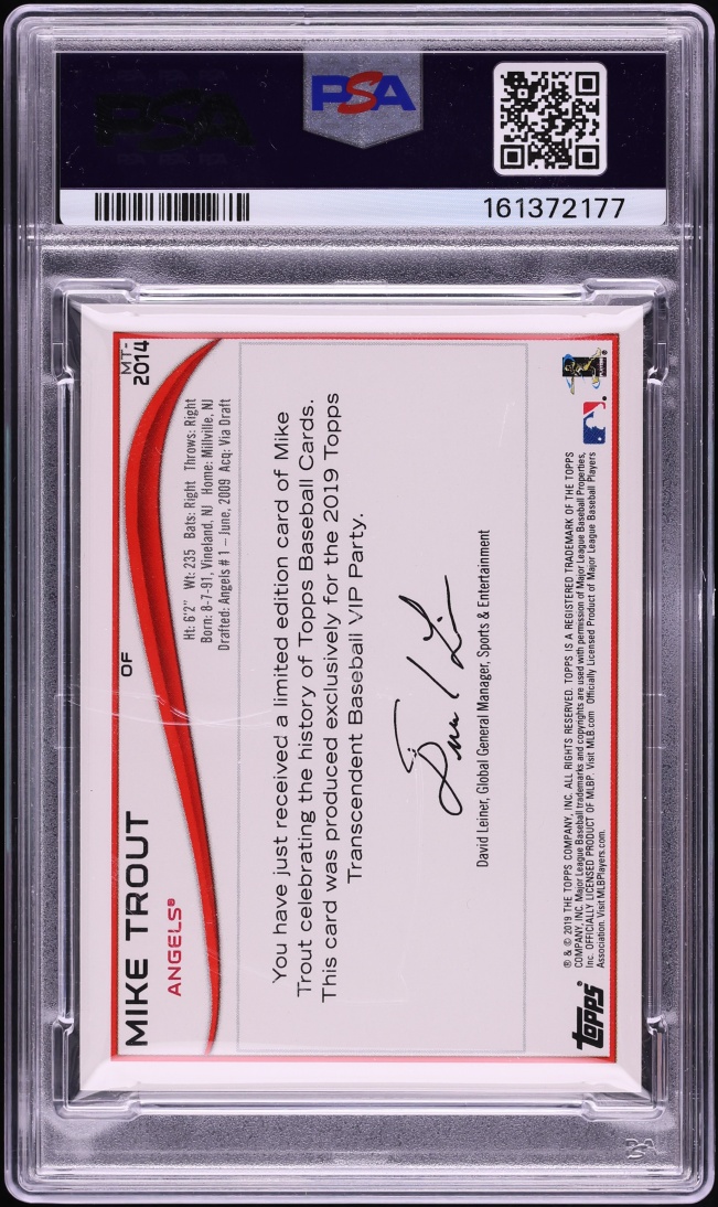 2019 Topps Transcendent VIP Party Mike Trout Through The Years Mike Trout /83 #MT-2014 PSA 10 - Photo 2