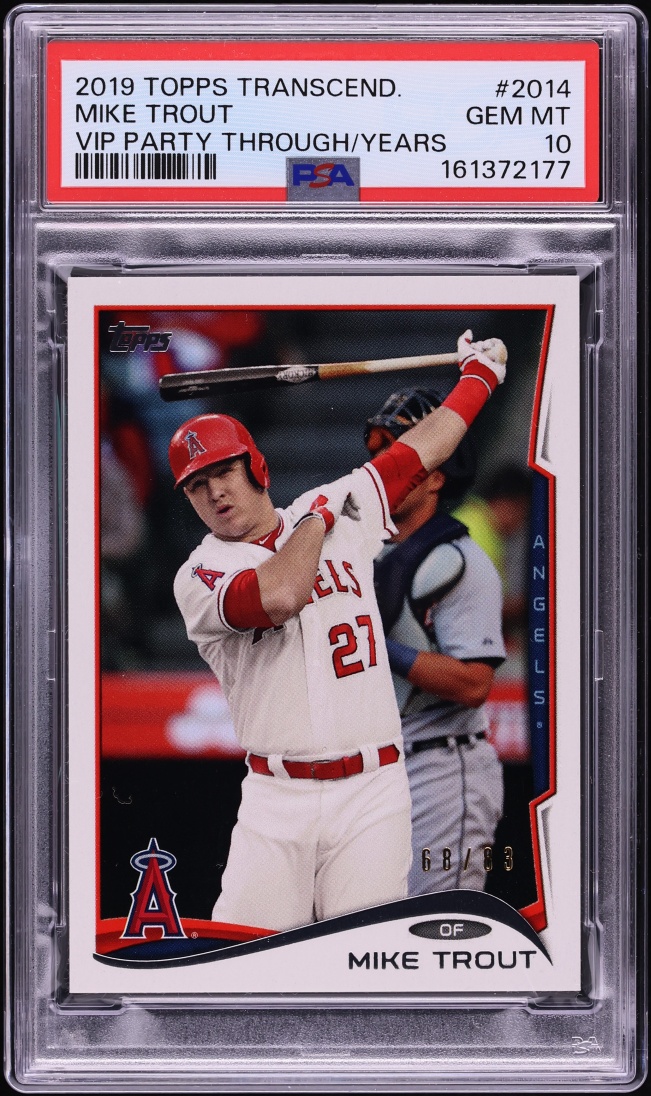 2019 Topps Transcendent VIP Party Mike Trout Through The Years Mike Trout /83 #MT-2014 PSA 10
