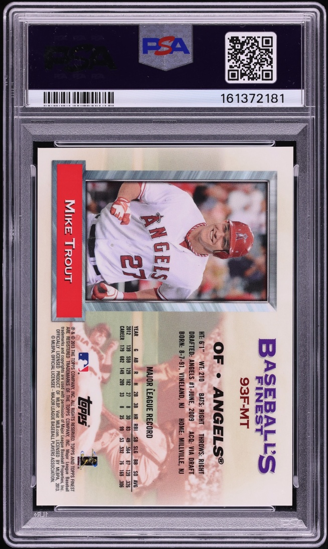 2013 Finest '93 Mike Trout #93F-MT PSA 10 GEM MINT - Photo 2
