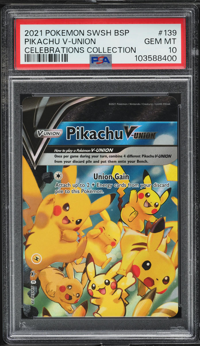 2021 Pokemon SWSH Black Star Promo Celebrations Pikachu V Union #139 PSA 10 GEM - Main Image