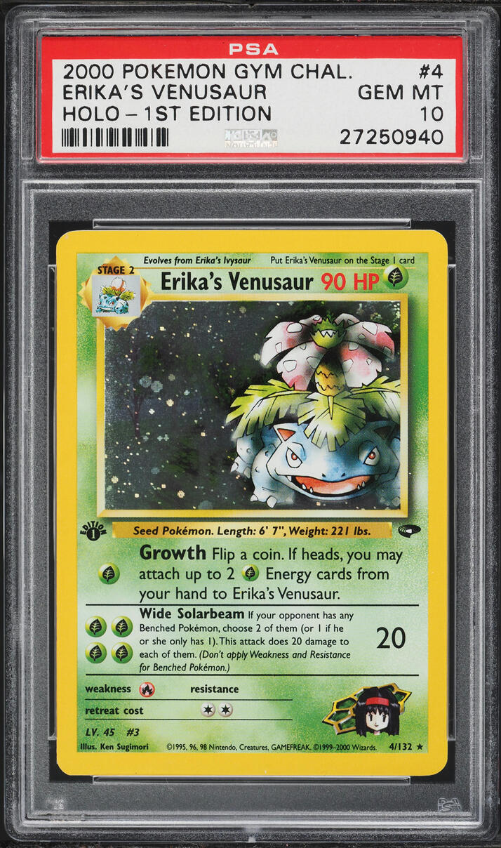 2000 Pokemon Gym Challenge 1st Edition Holo Erika's Venusaur #4 PSA 10 GEM MINT
