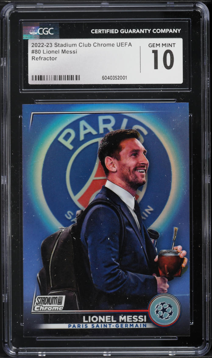 2022 Stadium Club Chrome UEFA Refractor Lionel Messi #80 CGC 10 GEM MINT