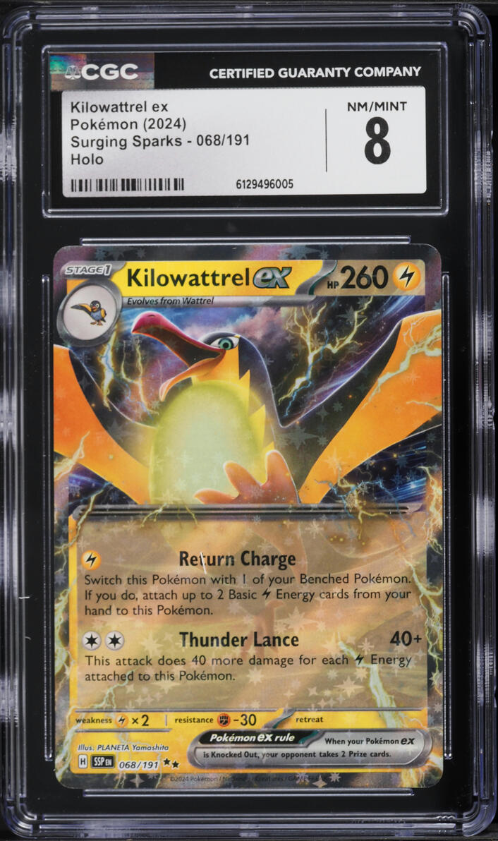 2024 Pokemon Scarlet & Violet Surging Sparks Holo Kilowattrel EX #68 CGC 8 NM-MT