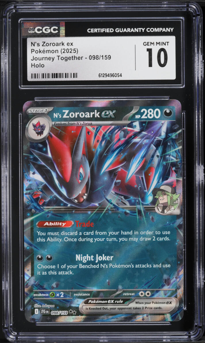 2025 Pokemon Scarlet & Violet Journey Together Holo N's Zoroark EX #98 CGC 10 GEM MINT