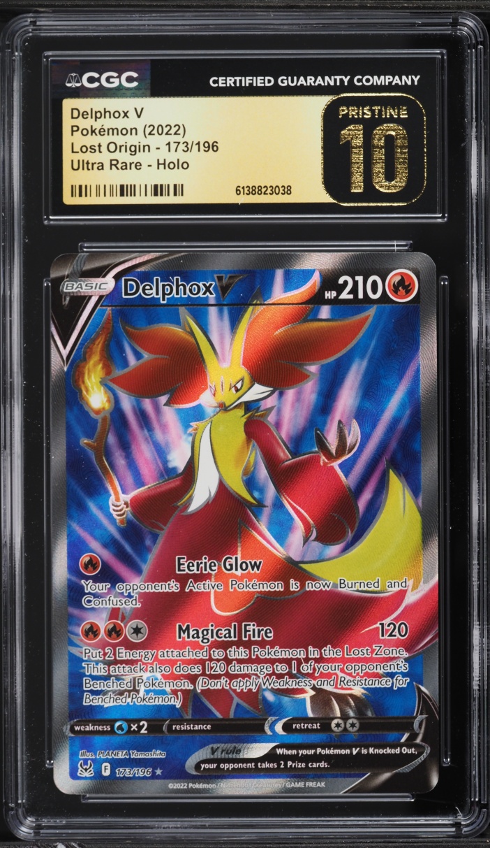 2022 Pokemon Sword & Shield Lost Origin Full Art Delphox V #173 CGC 10 PRISTINE