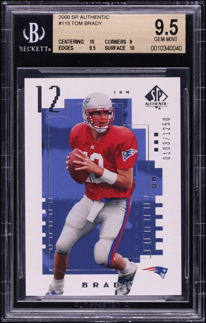 2000 SP Authentic Tom Brady ROOKIE /1250 #118 BGS 9.5 GEM MINT