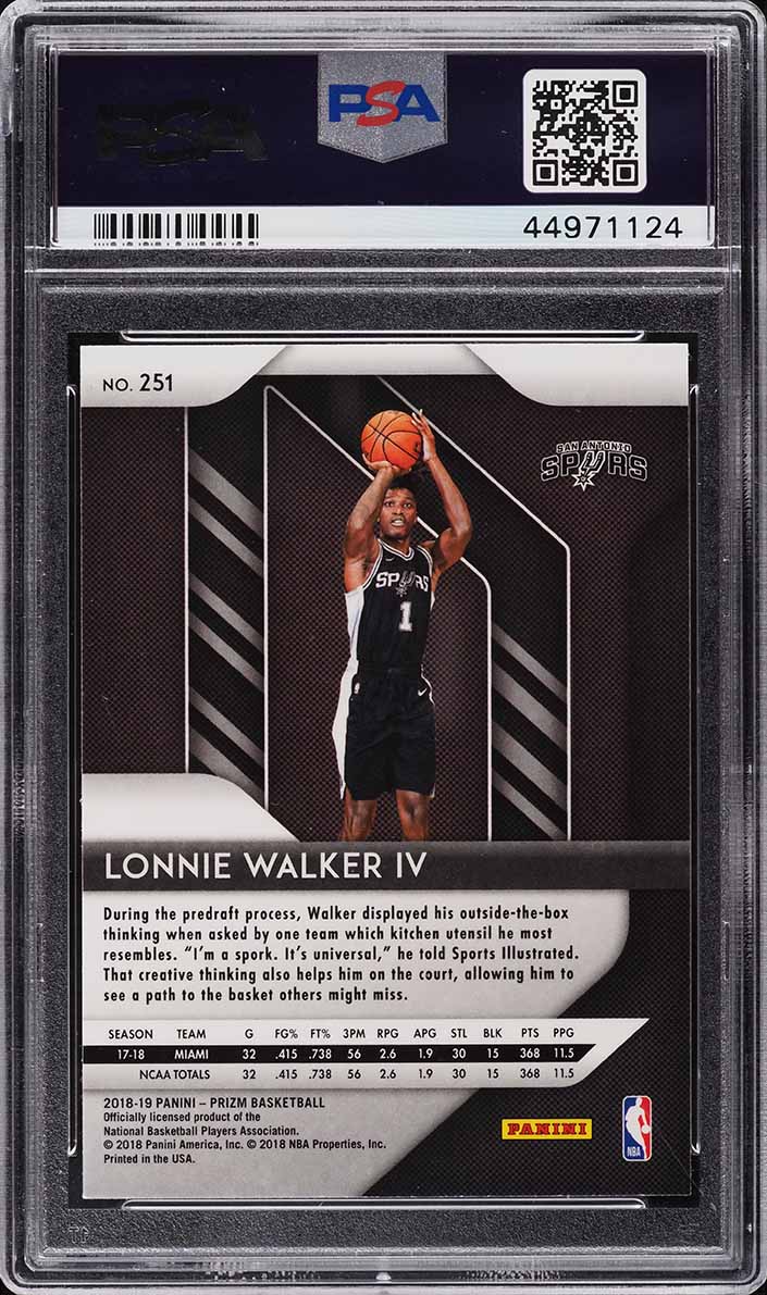2018 Panini Prizm Lonnie Walker IV ROOKIE #251 PSA 10 GEM MINT