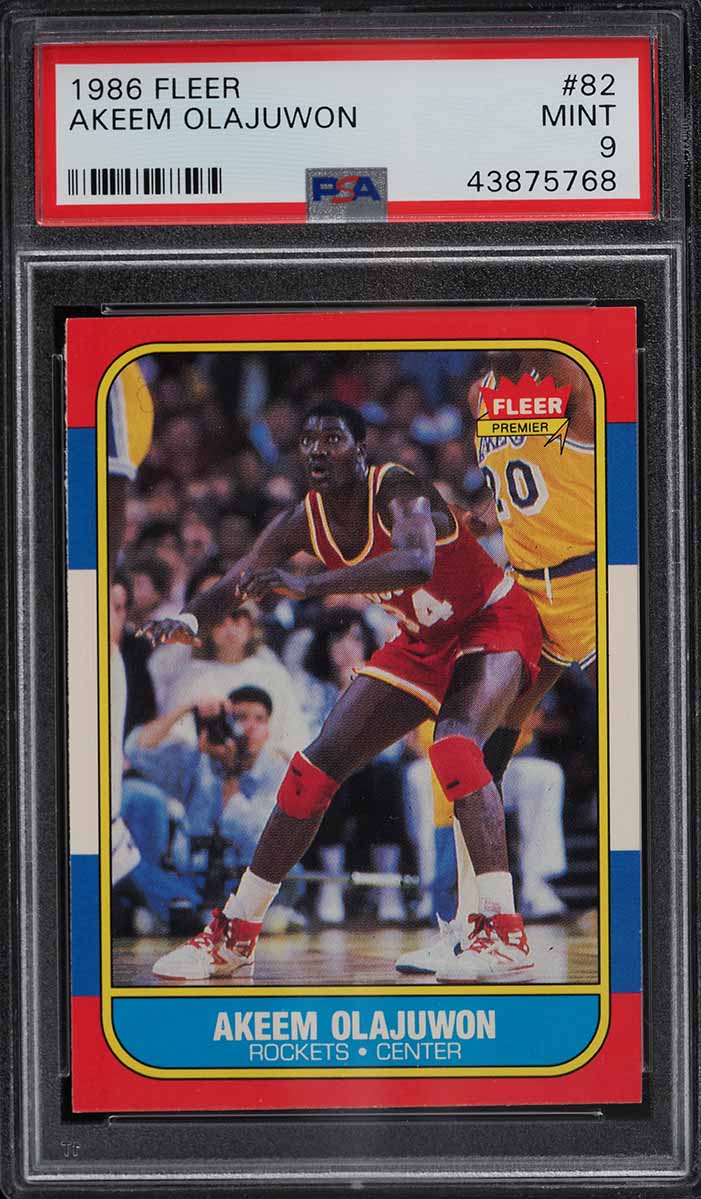1986 Fleer Basketball Hakeem Olajuwon ROOKIE #82 PSA 9 MINT
