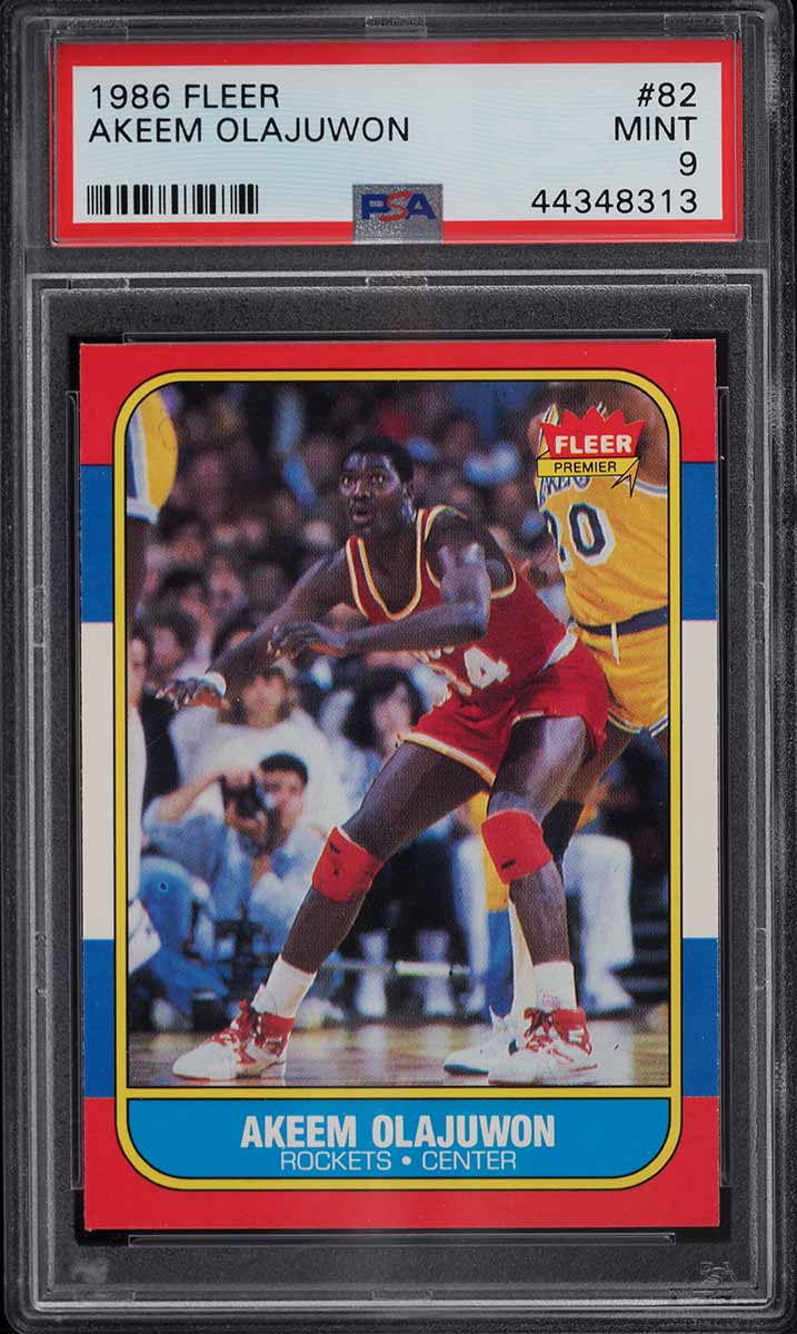 1986 Fleer Basketball Hakeem Olajuwon ROOKIE #82 PSA 9 MINT