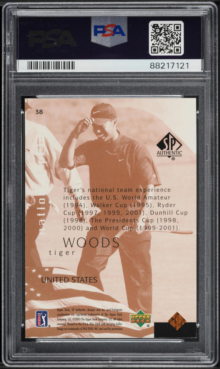 2003 SP Authentic Golf Tiger Woods #38 PSA 8 NM-MT