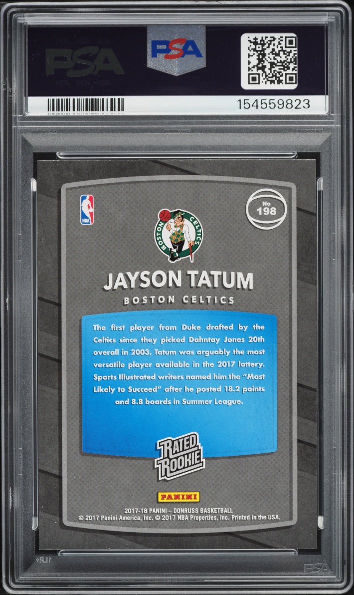 2017 Donruss Basketball Jayson Tatum ROOKIE #198 PSA 9 MINT