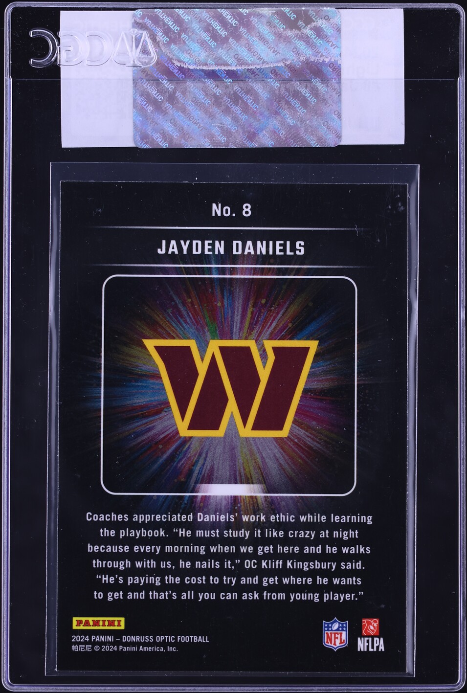 2024 Donruss Optic Light It Up Jayden Daniels ROOKIE #8 CGC AUTH